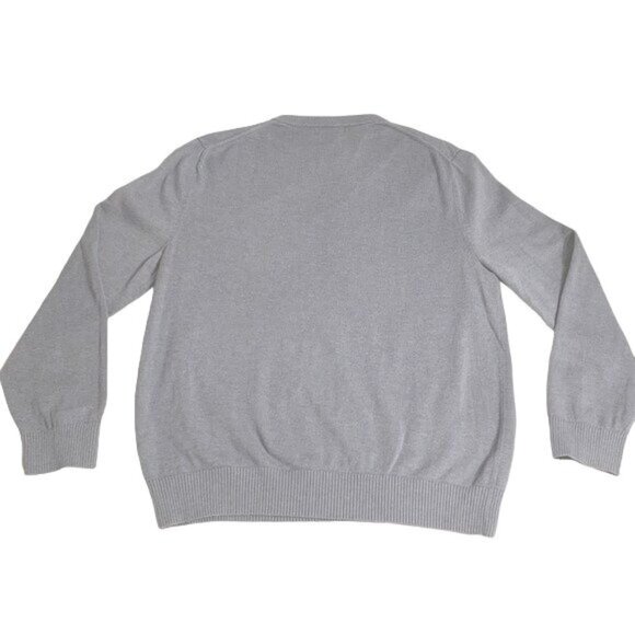 Nautica V-Neck Pullover Sweater Anchor Blue Heather Size Large Logo Stretch Knit - Picture 6 of 10